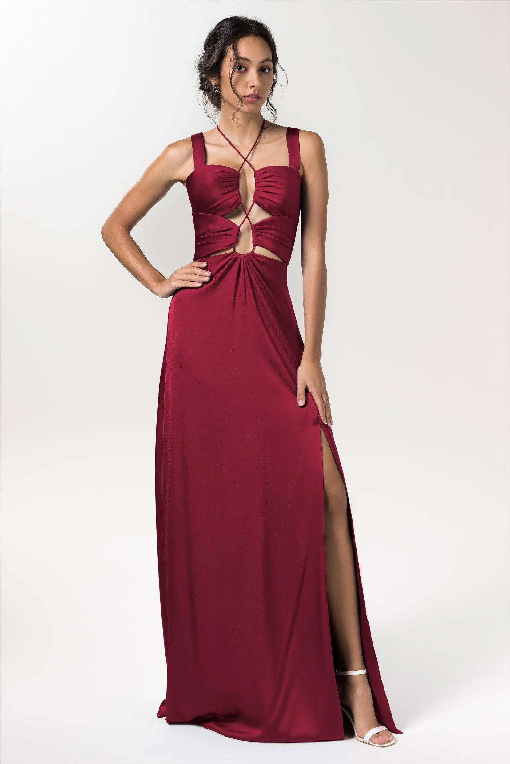 Sheath Floor Length Luxe Satin Bridesmaid Dress Formal Dresses CB0593