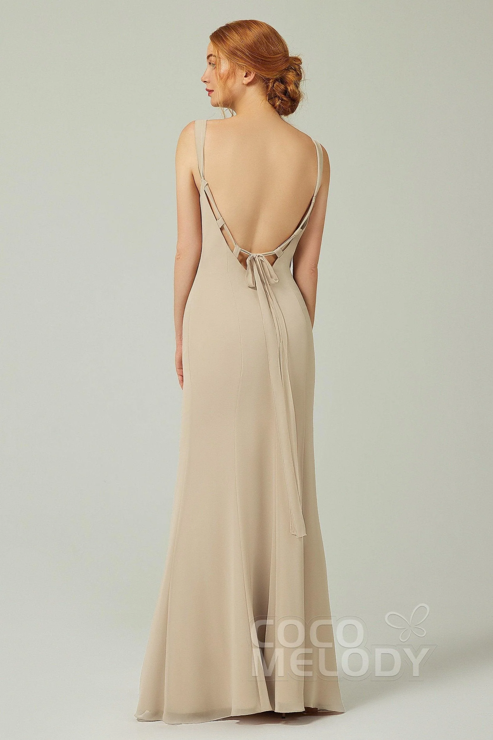 Sheath-Column Floor Length Chiffon Bridesmaid Dress CB0314