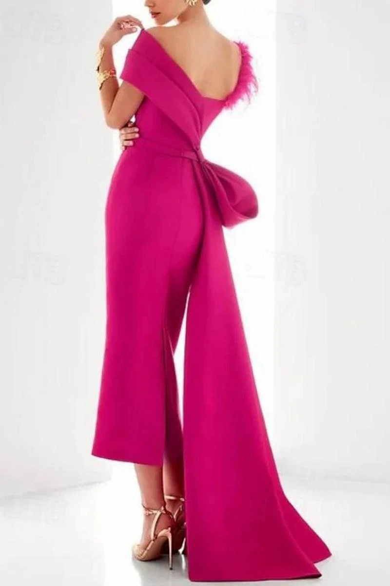 One Shoulder Evening Gown Satin Mother Of The Bride Dresses CM0340
