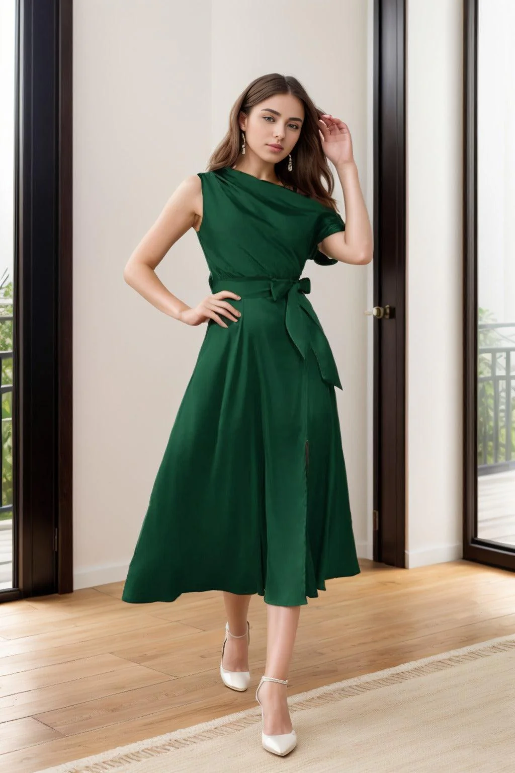 Sheath-Column Tea Length Silk-Like Graduation Dresses CS0540