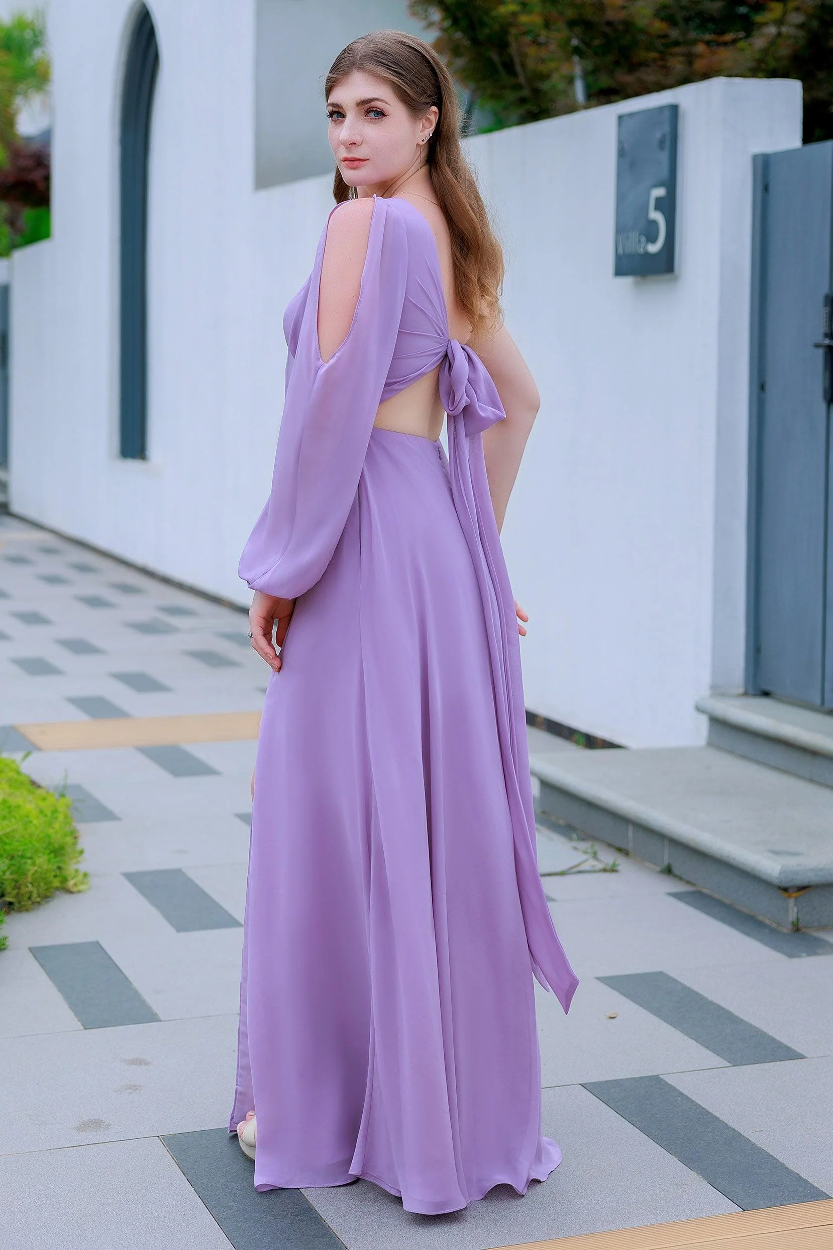 A-Line Floor Length Chiffon Bridesmaid Dress CB0715
