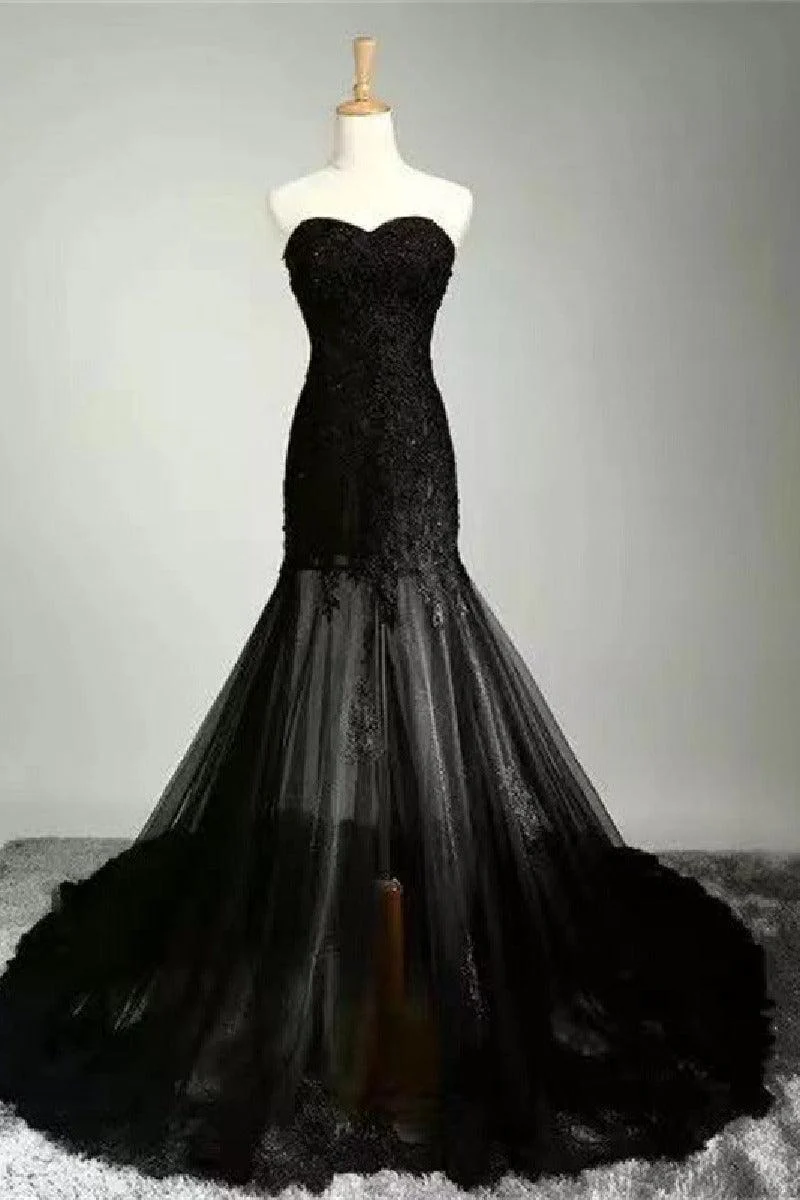 Trumpet-Mermaid Chapel Train Lace Wedding Dress 702551894106