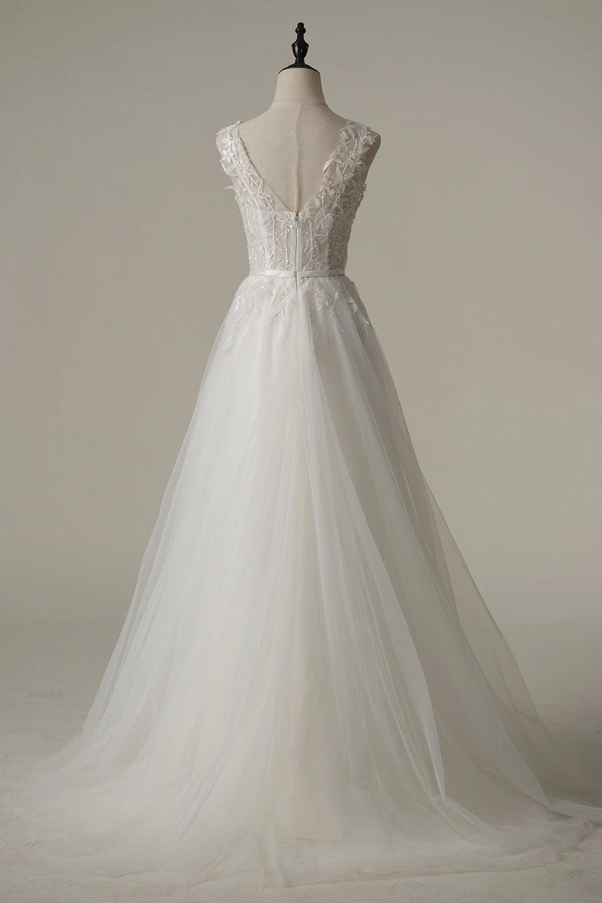 A-Line Sweep-Brush Train Tulle Wedding Dress CW3092