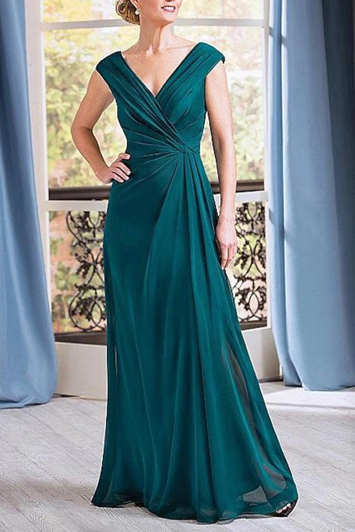 A-Line Floor Length Chiffon Mother Dress CM0076