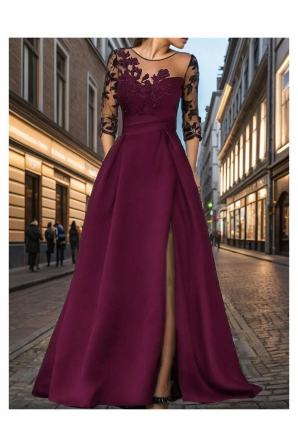 A-Line Sweep-Brush Train Silk-Like Prom Dress CS0456