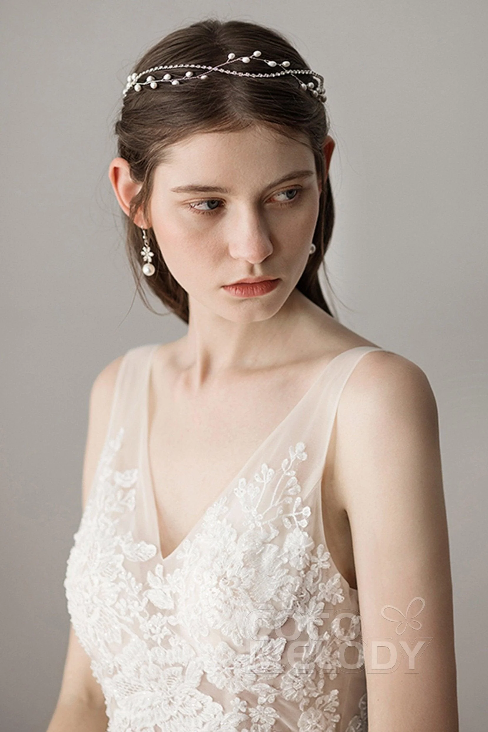 Alloy Headbands with Imitation Pearl and Rhinestone AH18001