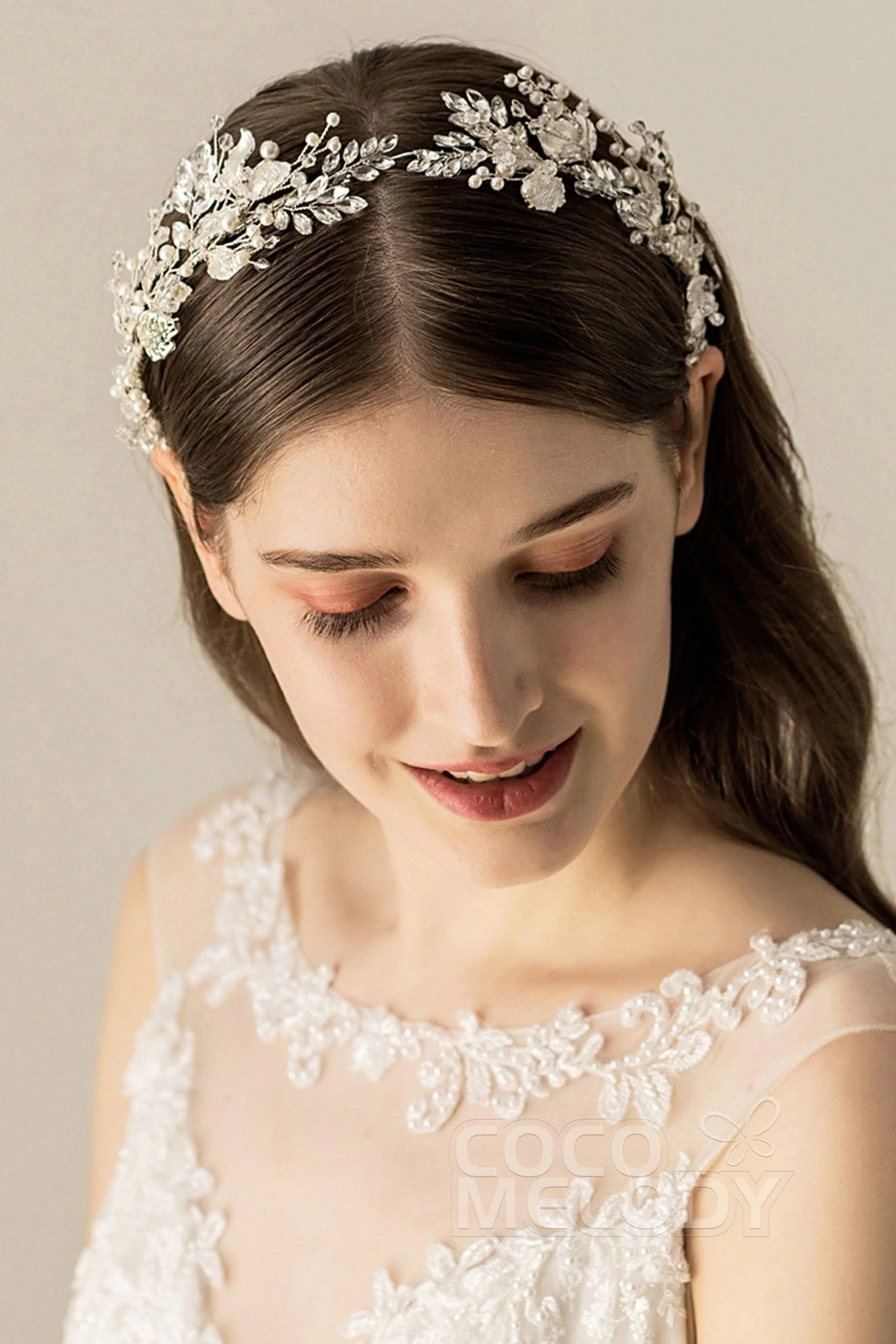 Alloy Headbands with Imitation Pearl and Crystals CH0191