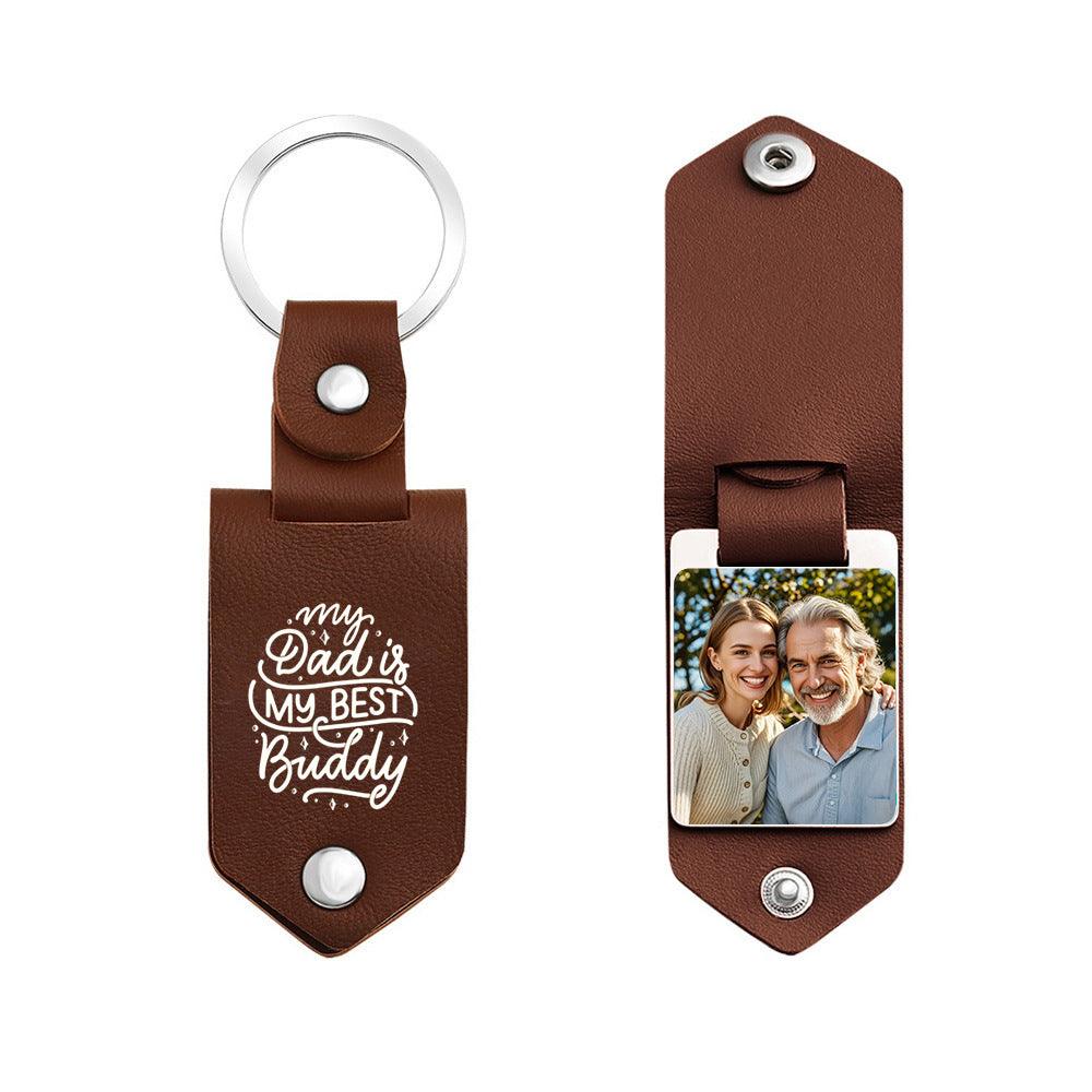 DIY printed leather aluminum key chain PU leather creative gift 837230735708