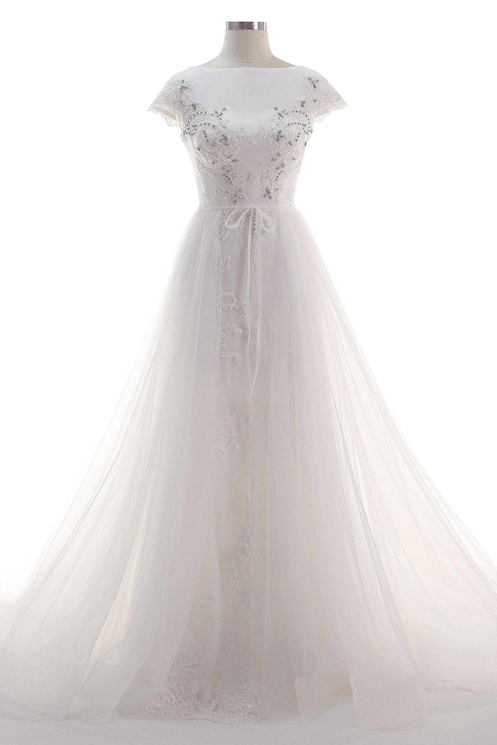 A-Line Court Train Tulle Wedding Dress CW2456