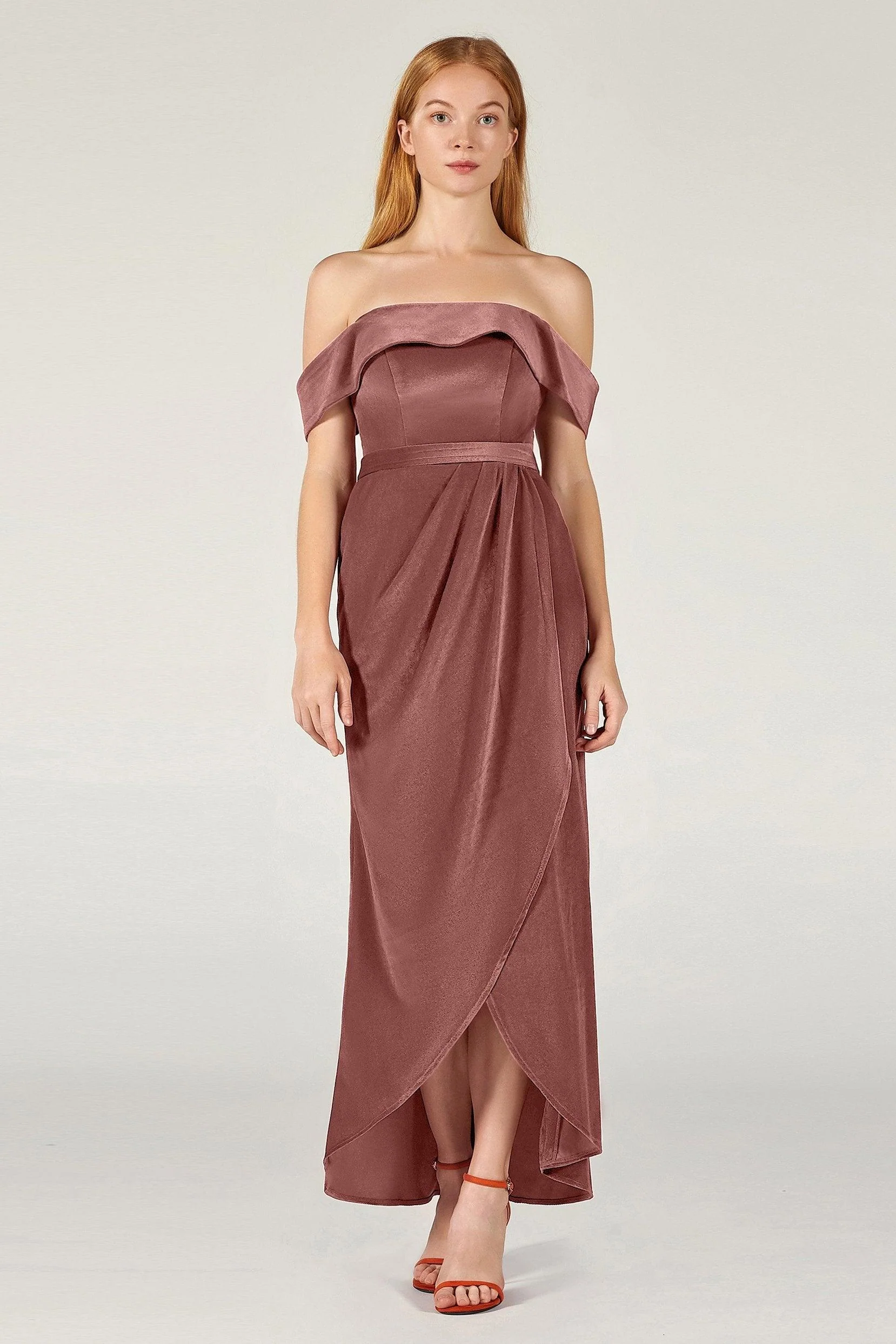 Sheath-Column Ankle Length Velvet Bridesmaid Dress CB0365