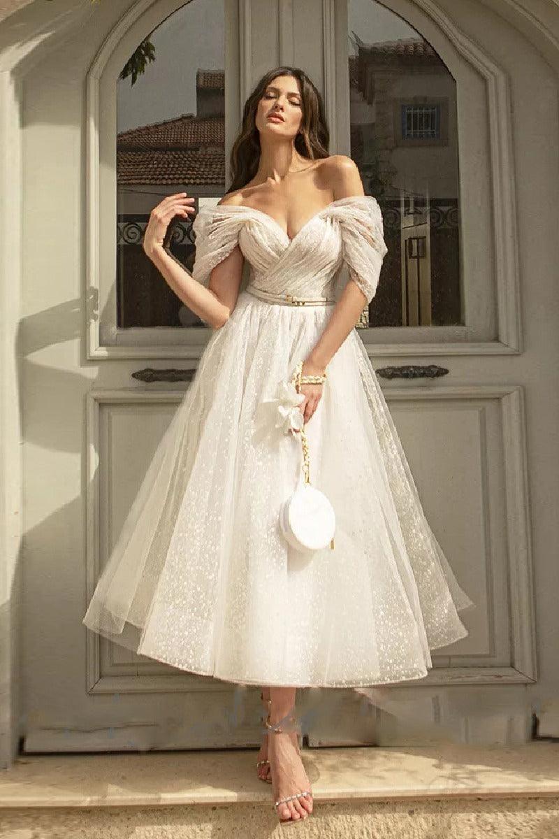 A-Line Ankle Length Tulle Wedding Dress 735503736731