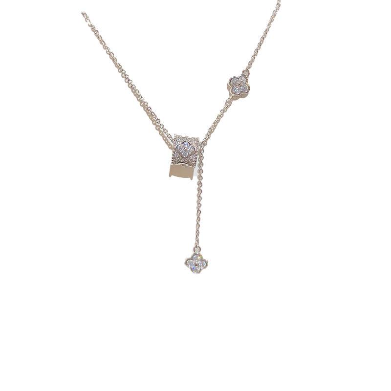 Small waist four-leaf flower fringe necklace 721791807073