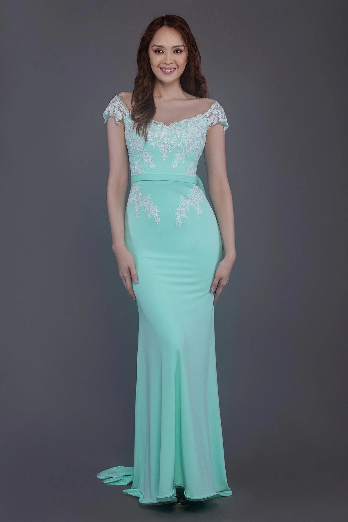 Trumpet Sweep Train Knitted Fabric Bridesmaid Dress PR3562