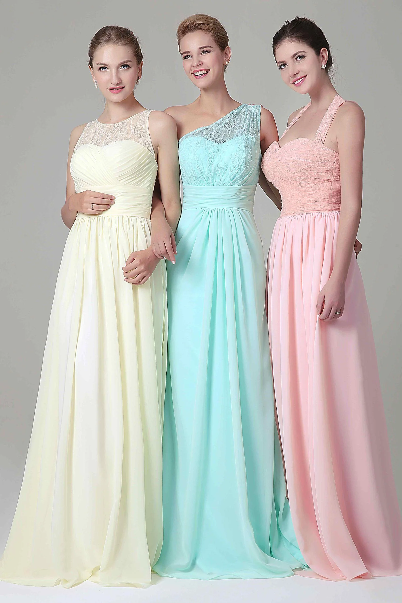 Sheath Sweep Train Lace/Chiffon Bridesmaid Dress COZK16004
