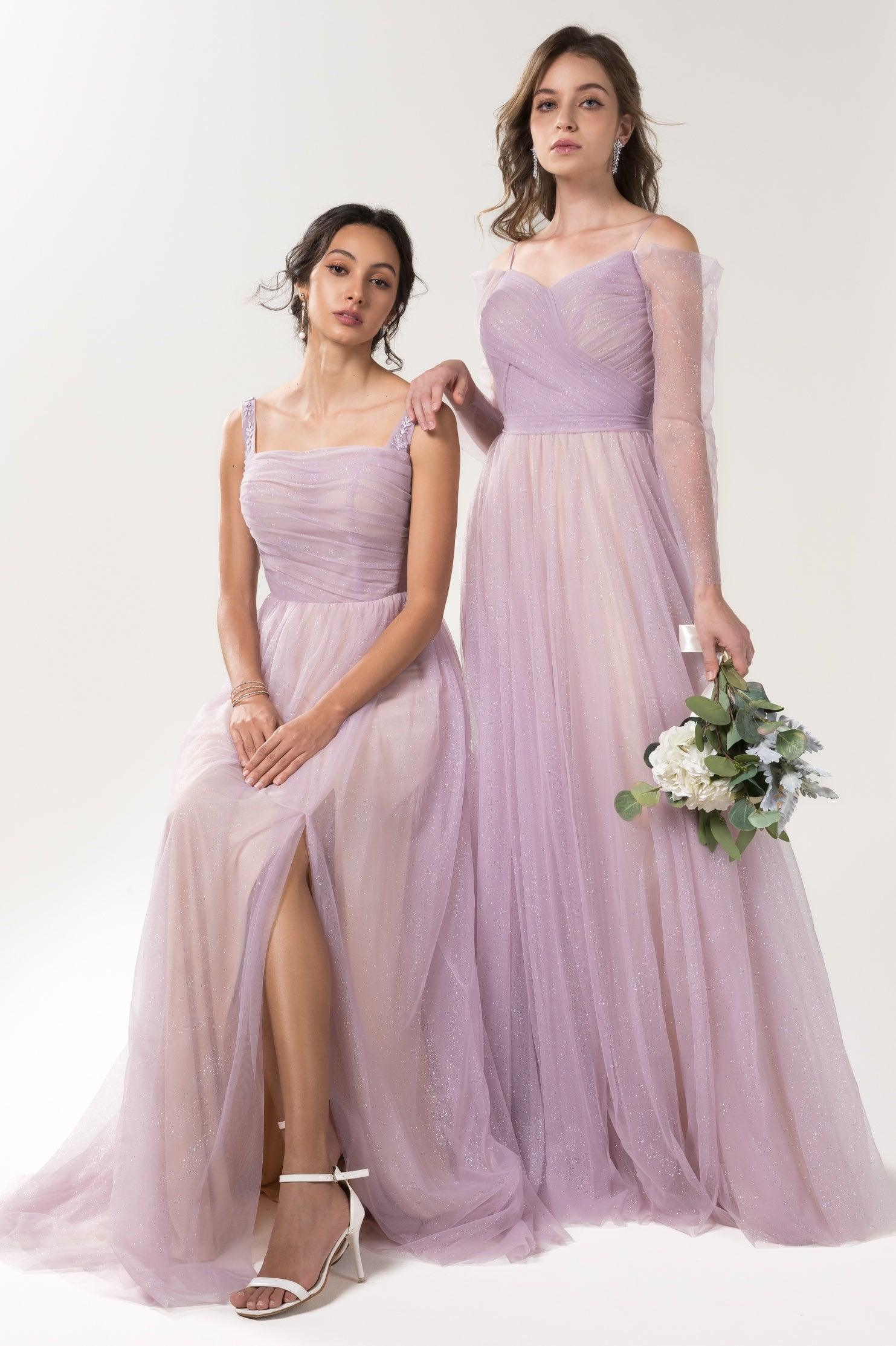 A-Line Floor Length Sparkling Tulle Bridesmaid Dress Formal Dresses CB0616