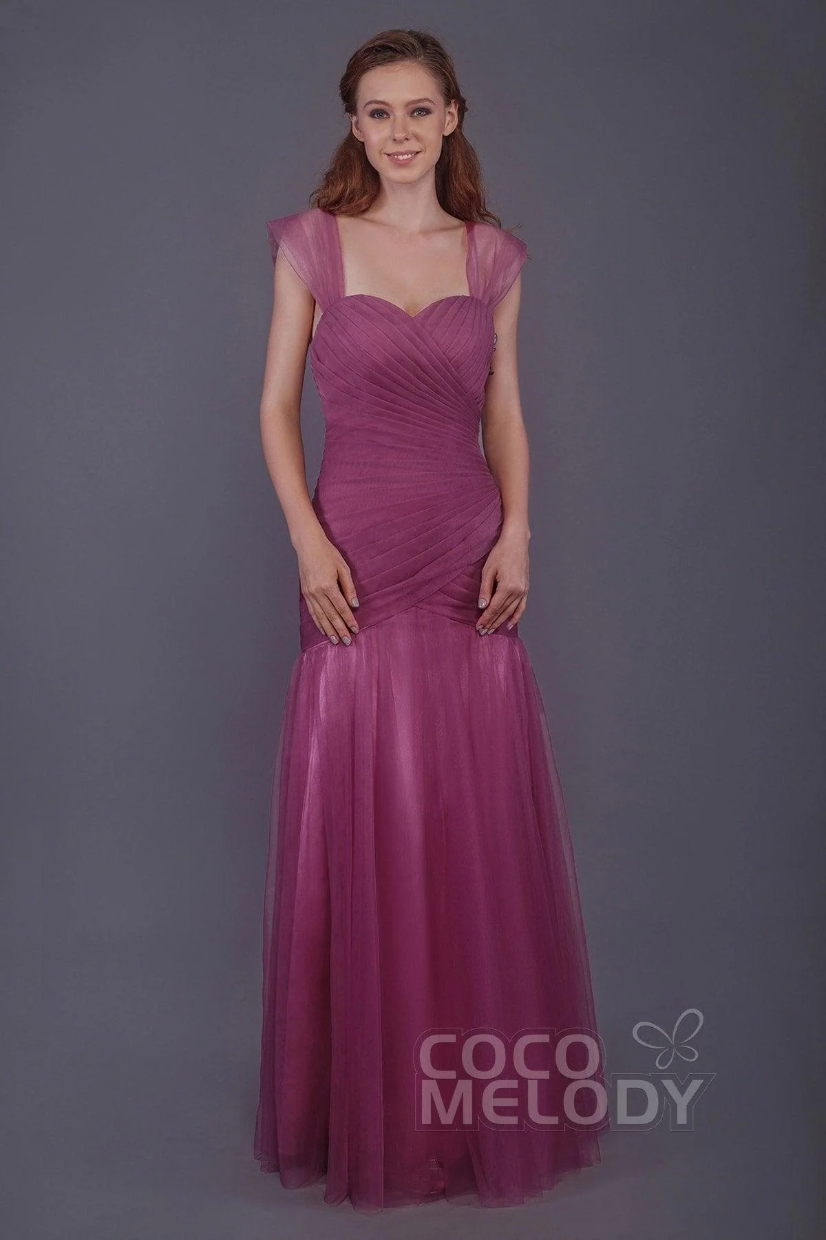 Trumpet-Mermaid Floor Length Tulle Bridesmaid Dress PR3500