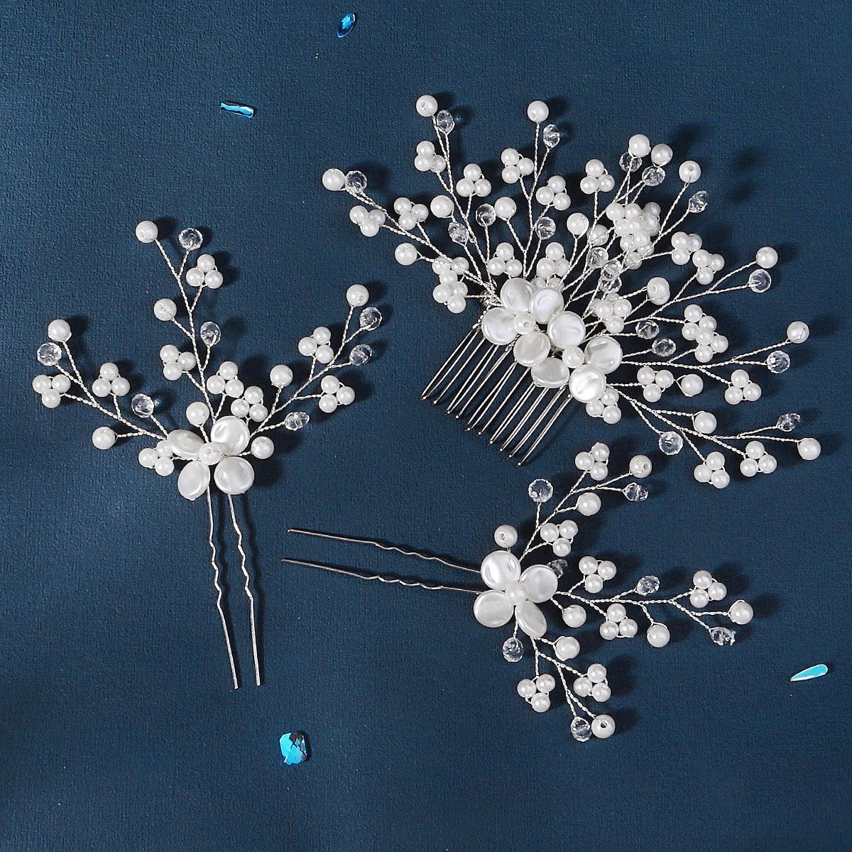 Wedding Hair Comb Pearl Crystal Bride Hair Accessories Set of 3 755481715795