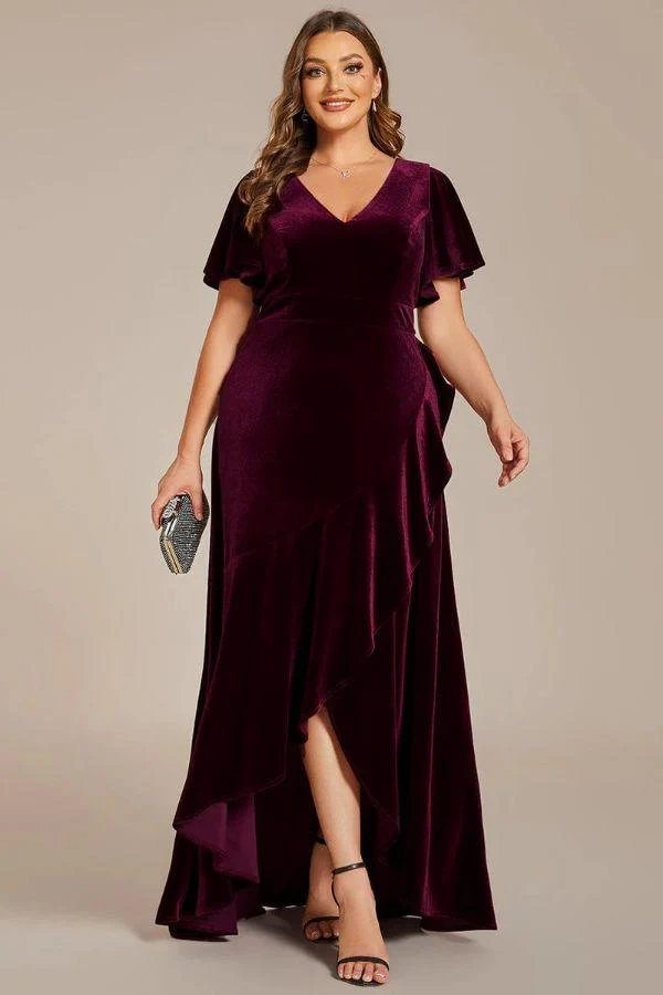 A-Line Maxi Comprises Velvet Dress CS0691