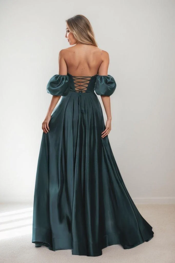 Off-Shoulder A-Line Floor-Length Prom Dresses CS0800