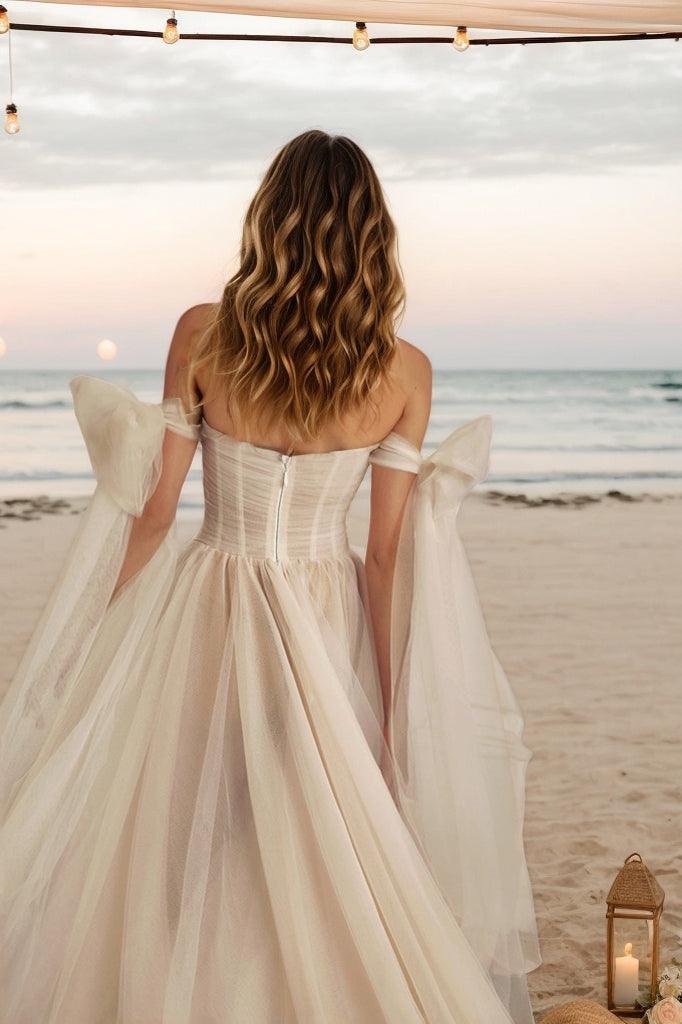 A-Line Court Train Tulle Wedding Dress CW3512
