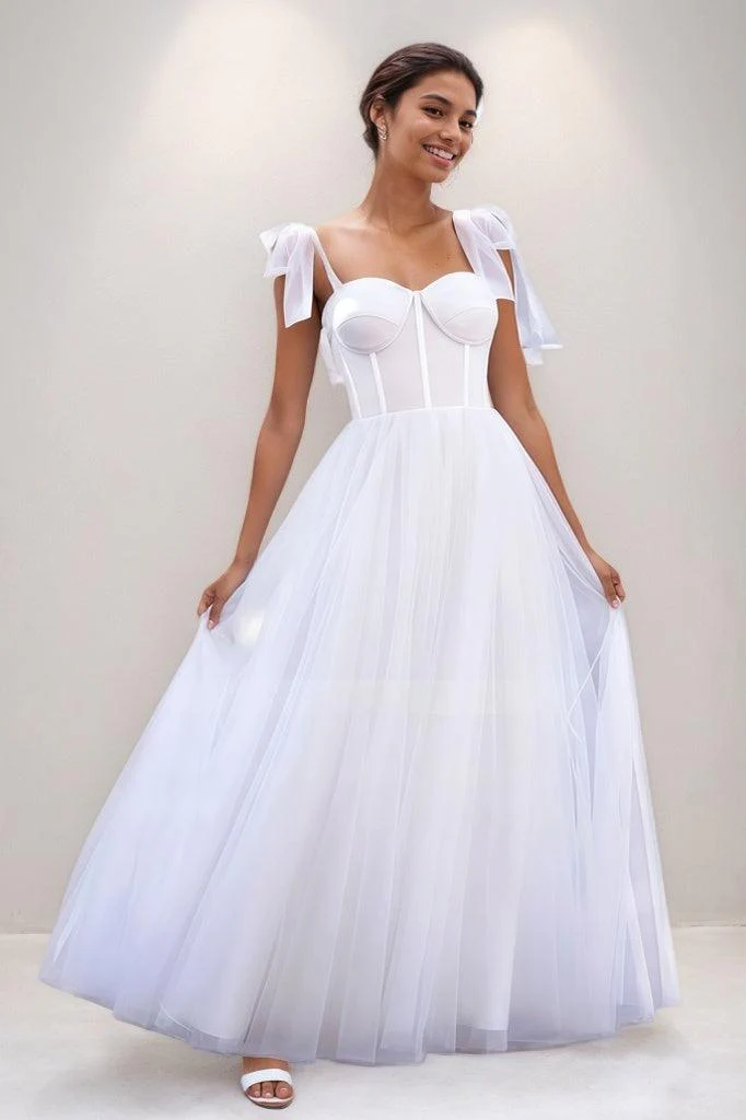Classic Bow(s) Straps Sweetheart Corset Prom Dresses CS0778