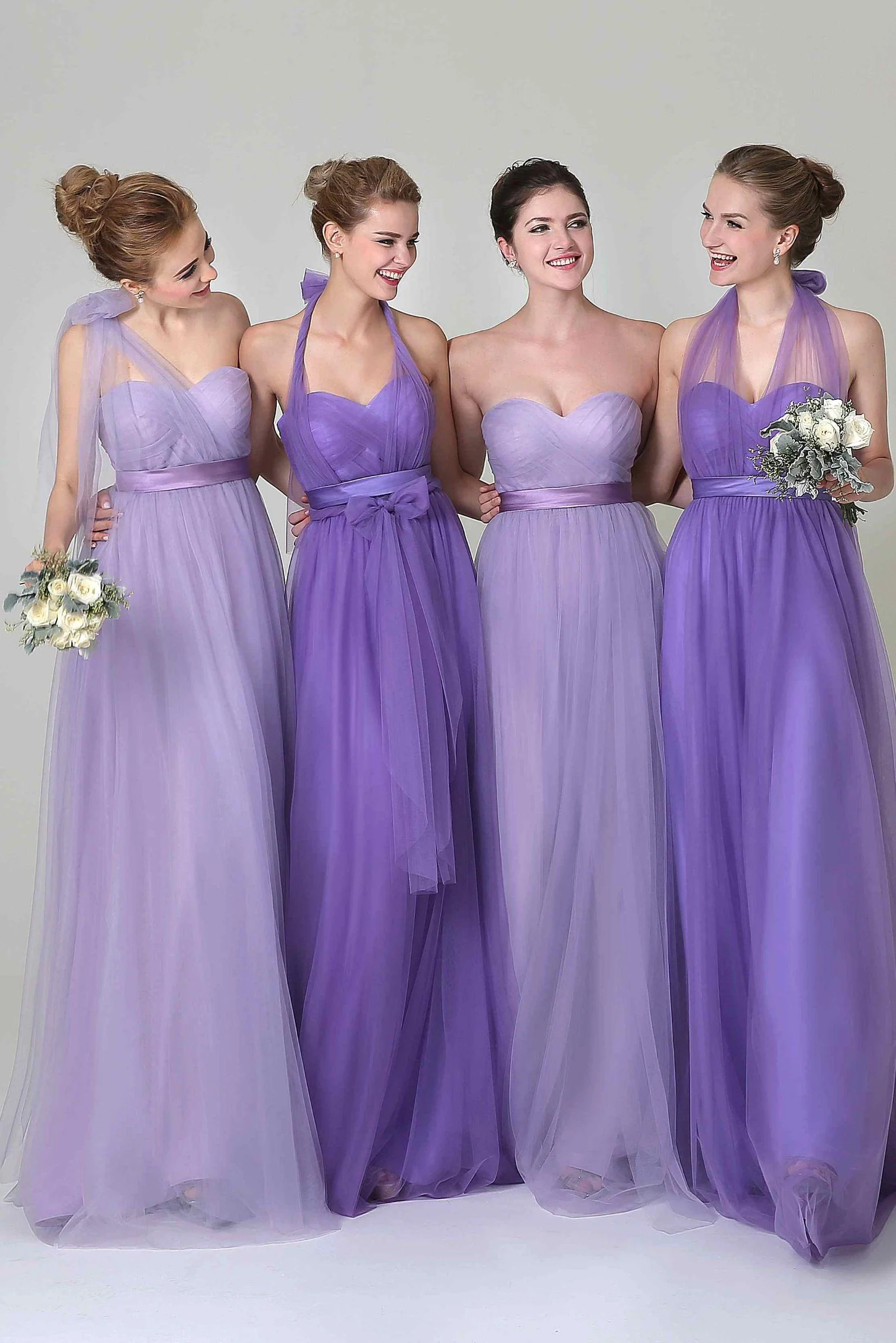 Sheath-Column Floor Length Tulle Bridesmaid Dress COZF1500B