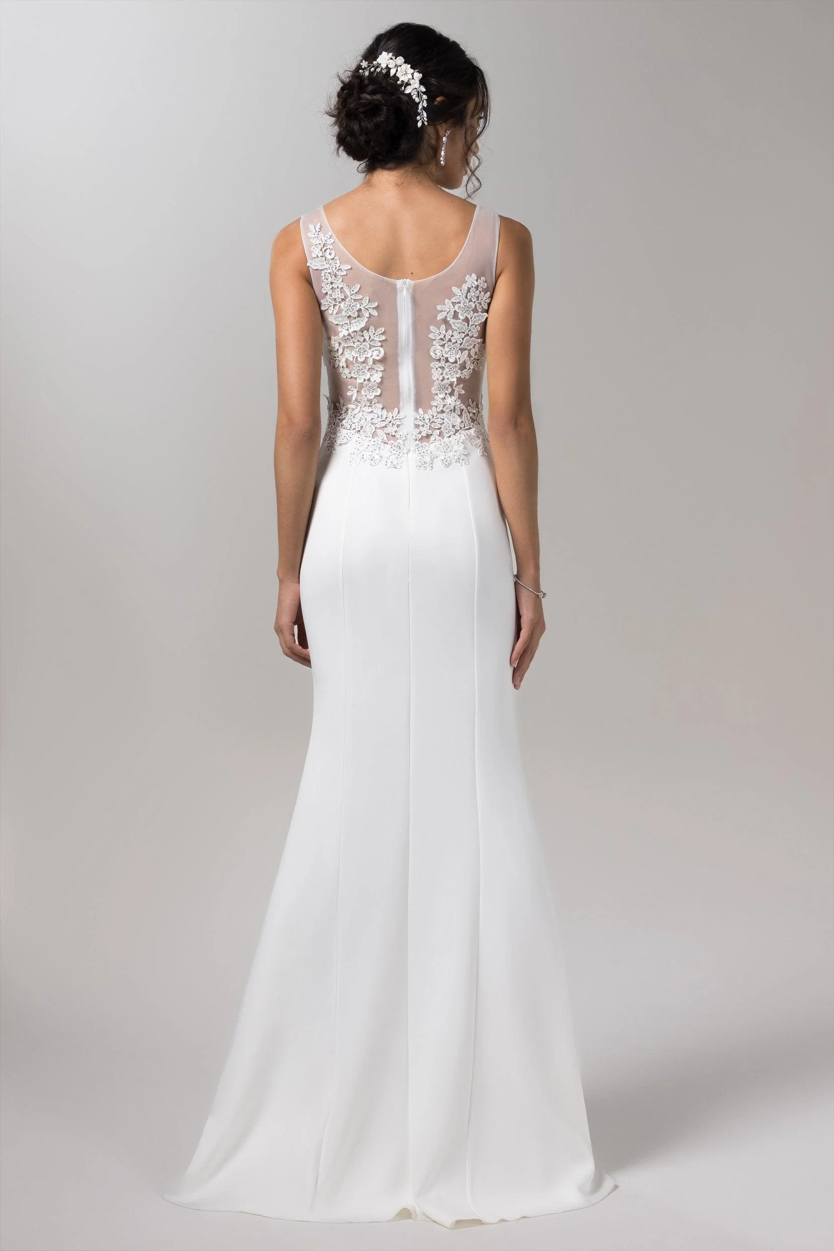 Mermaid Sweep-Brush Train Elastic Knitted Fabric Wedding Dress CW2609