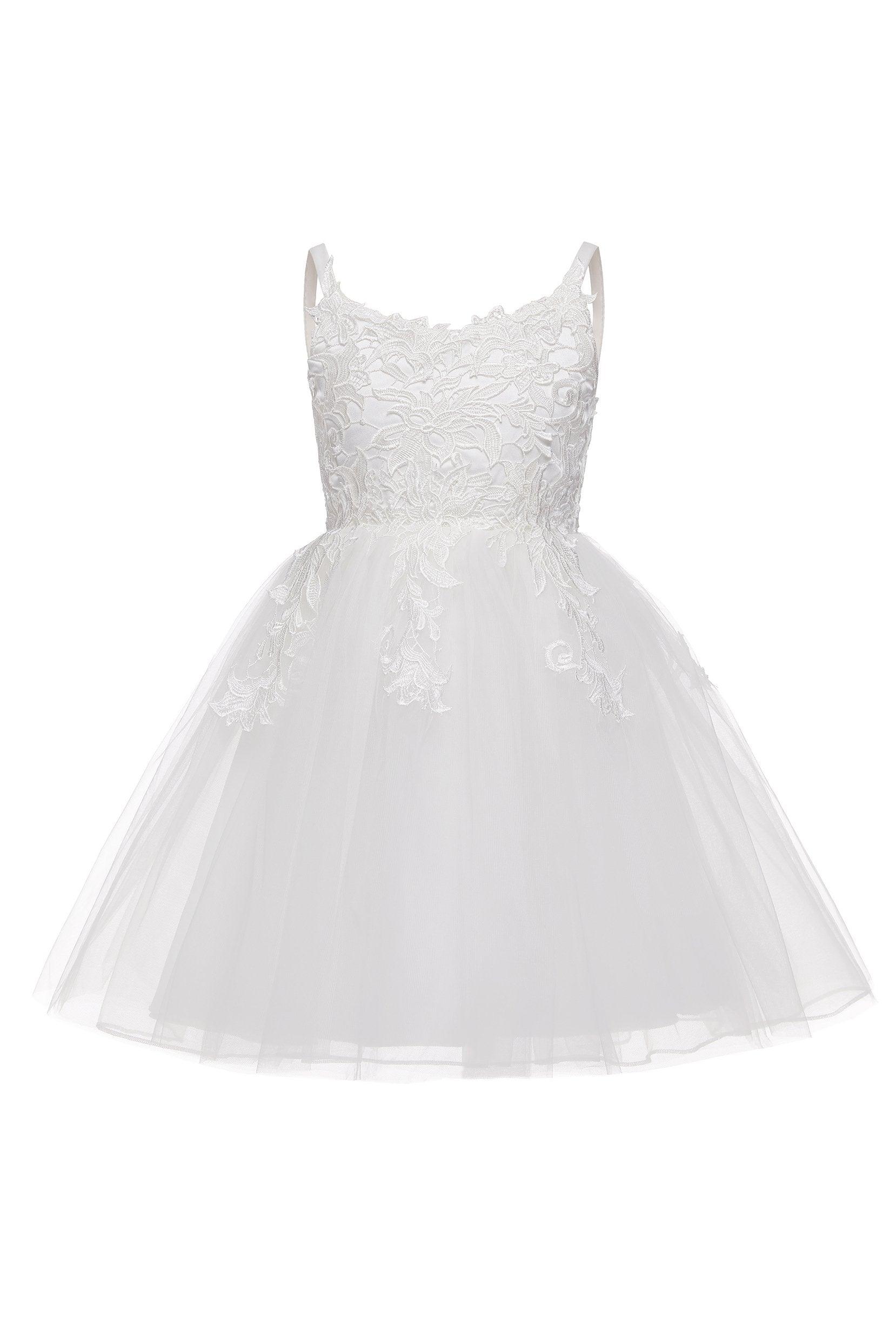 A-Line Knee Length Tulle Lace Flower Girl Dress CF0324