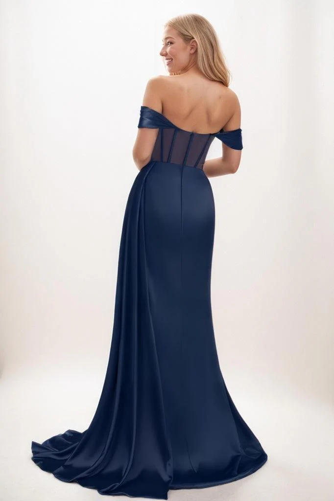 Off The Shoulder Bridesmaid Dress with Cap Sleeves CB0801