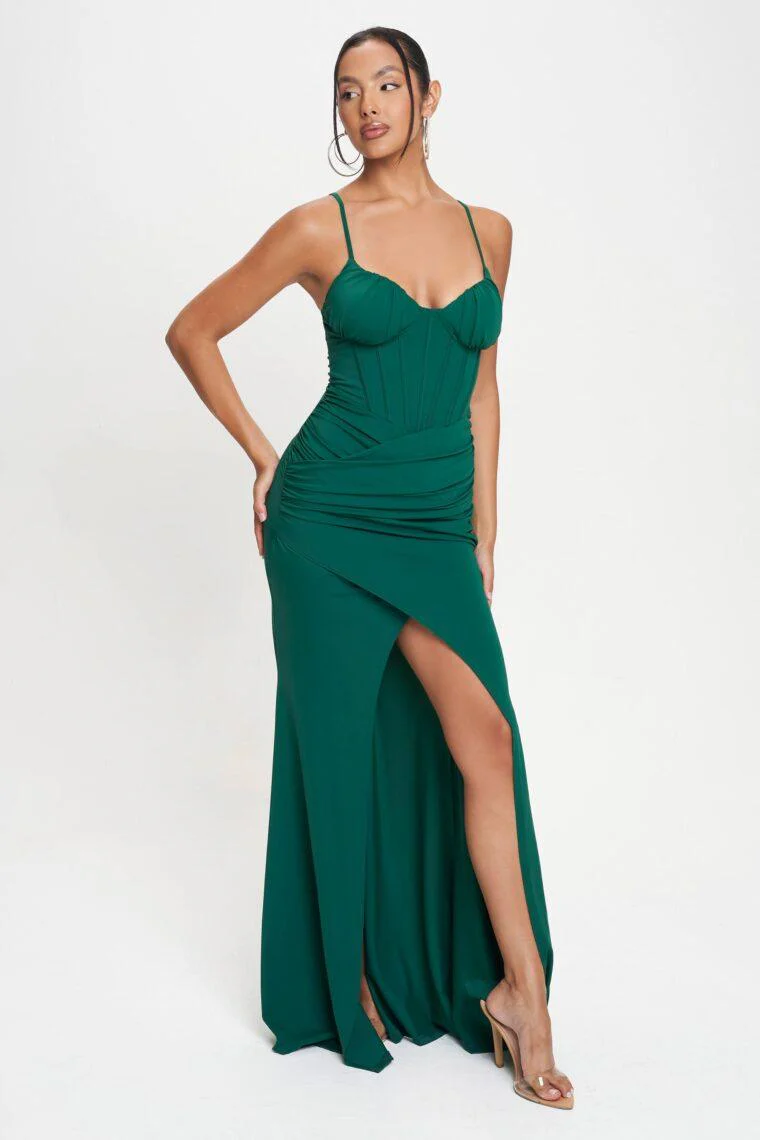 Sheath-Column Sweep-Brush Train Nylon Spandex Dress CS0674
