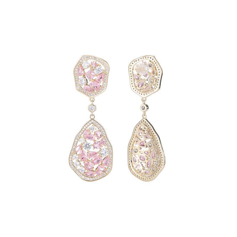 Long drop set zircon earrings 812324678919