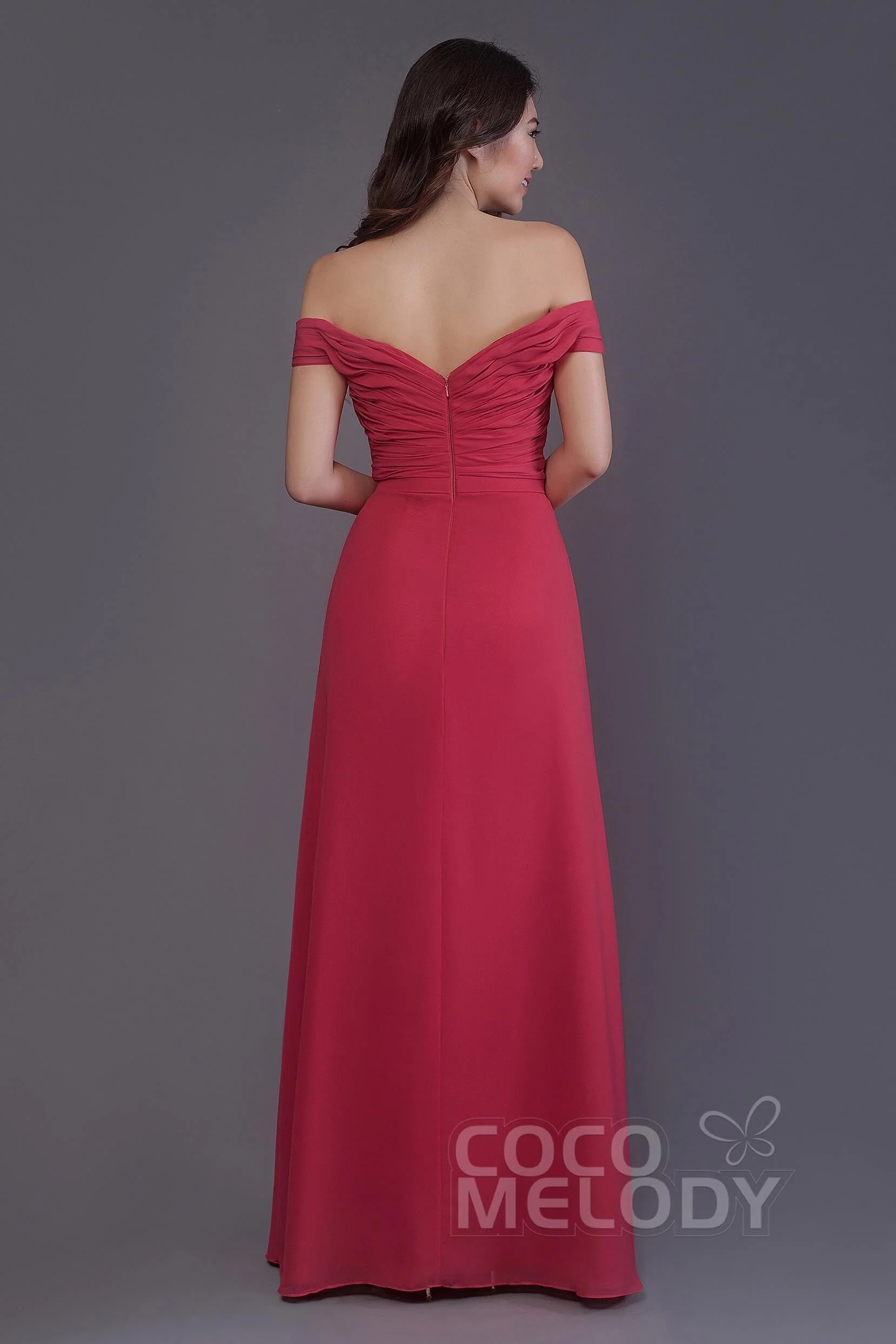 Sheath-Column Floor Length Chiffon Bridesmaid Dress PR3536PS