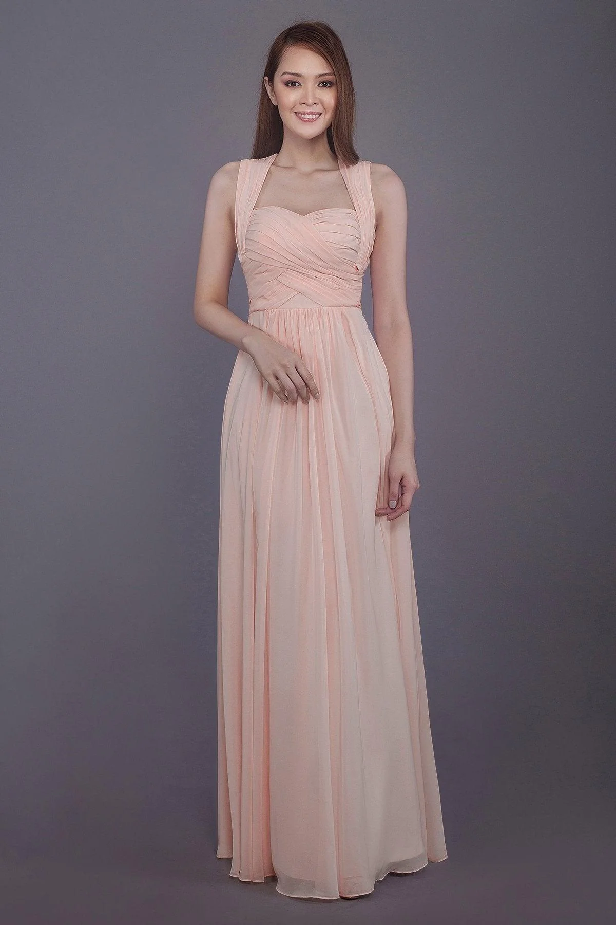 Sheath-Column Floor Length Chiffon Bridesmaid Dress PR3585