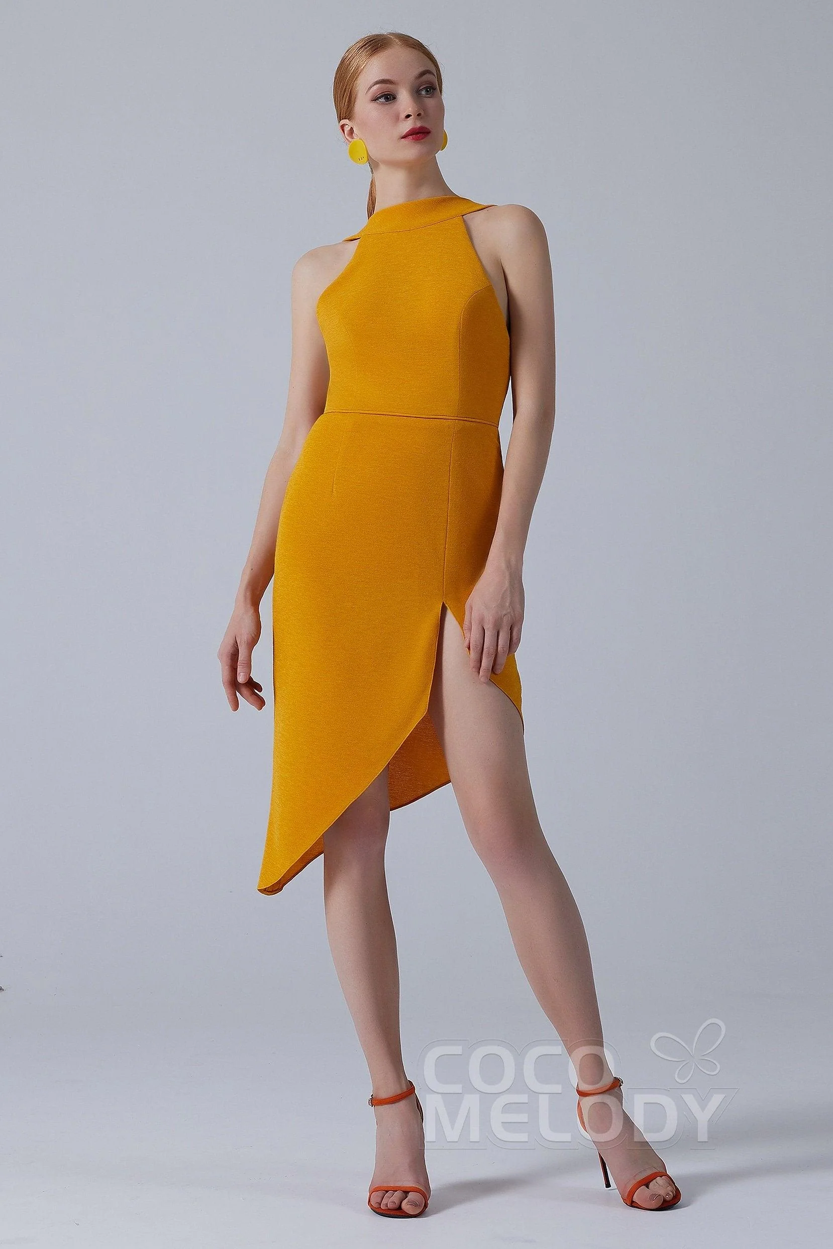Asymmetrical Short-Mini Twisted Silk Fabric Dress CS0209