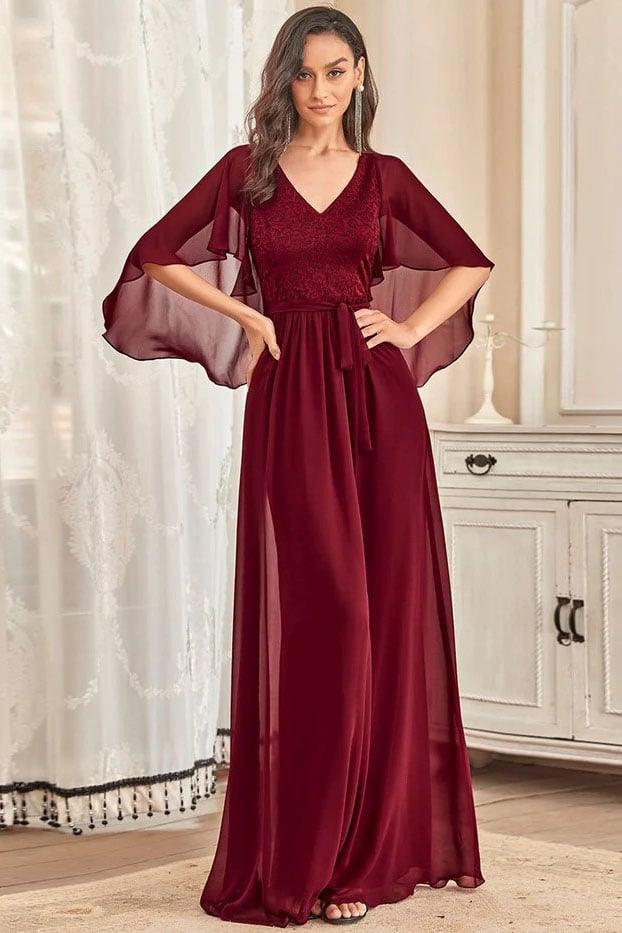 A-Line Floor Length Chiffon Bridesmaid Dress CB0673