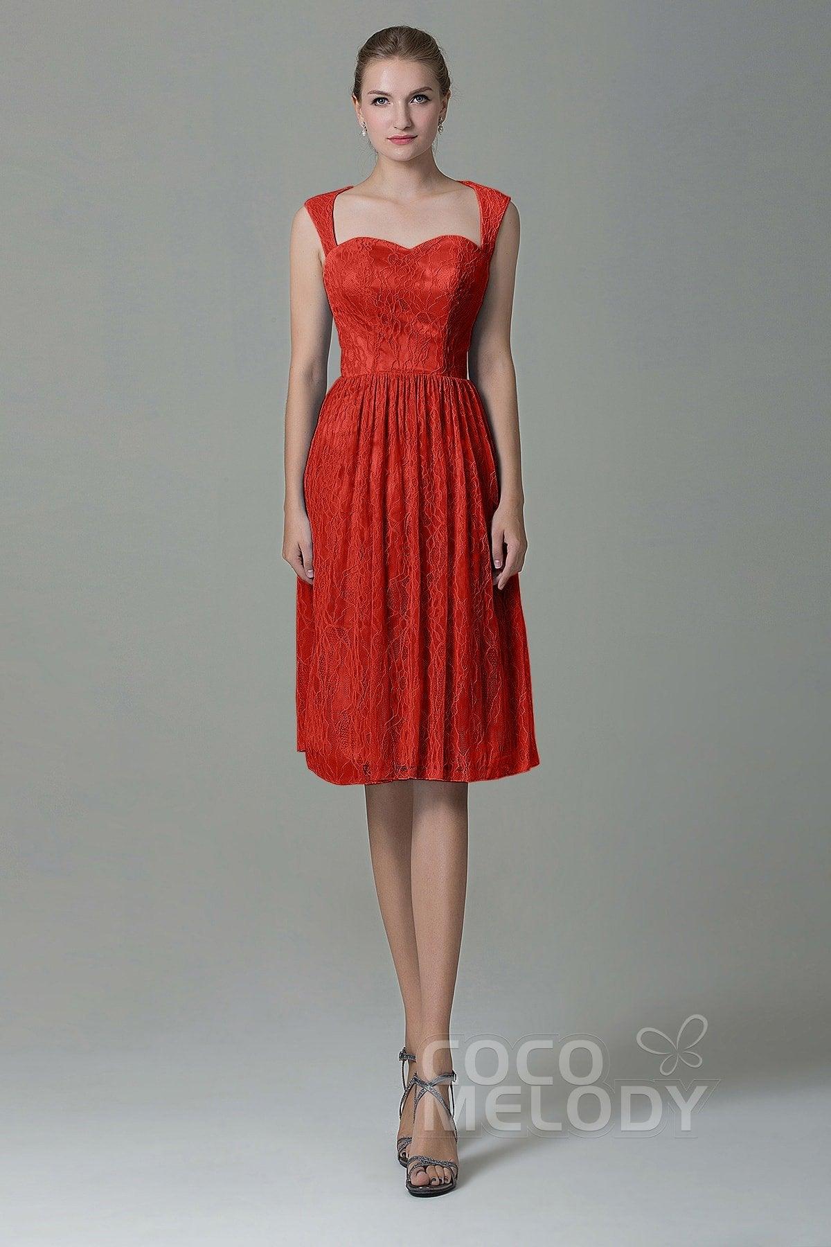 Sheath-Column Knee Length Lace Bridesmaid Dress COZK16007
