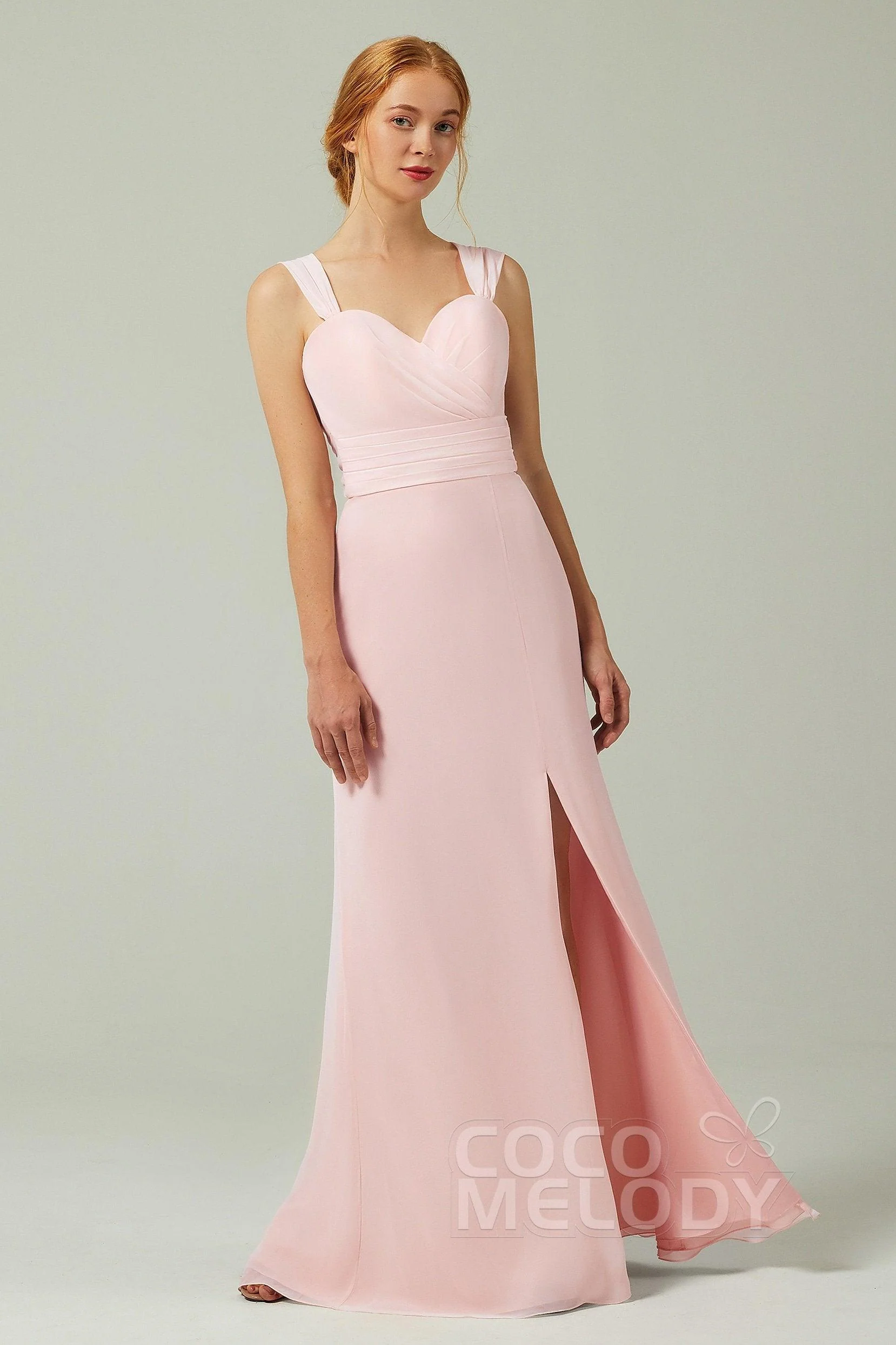 Sheath-Column Floor Length Chiffon Bridesmaid Dress CB0305