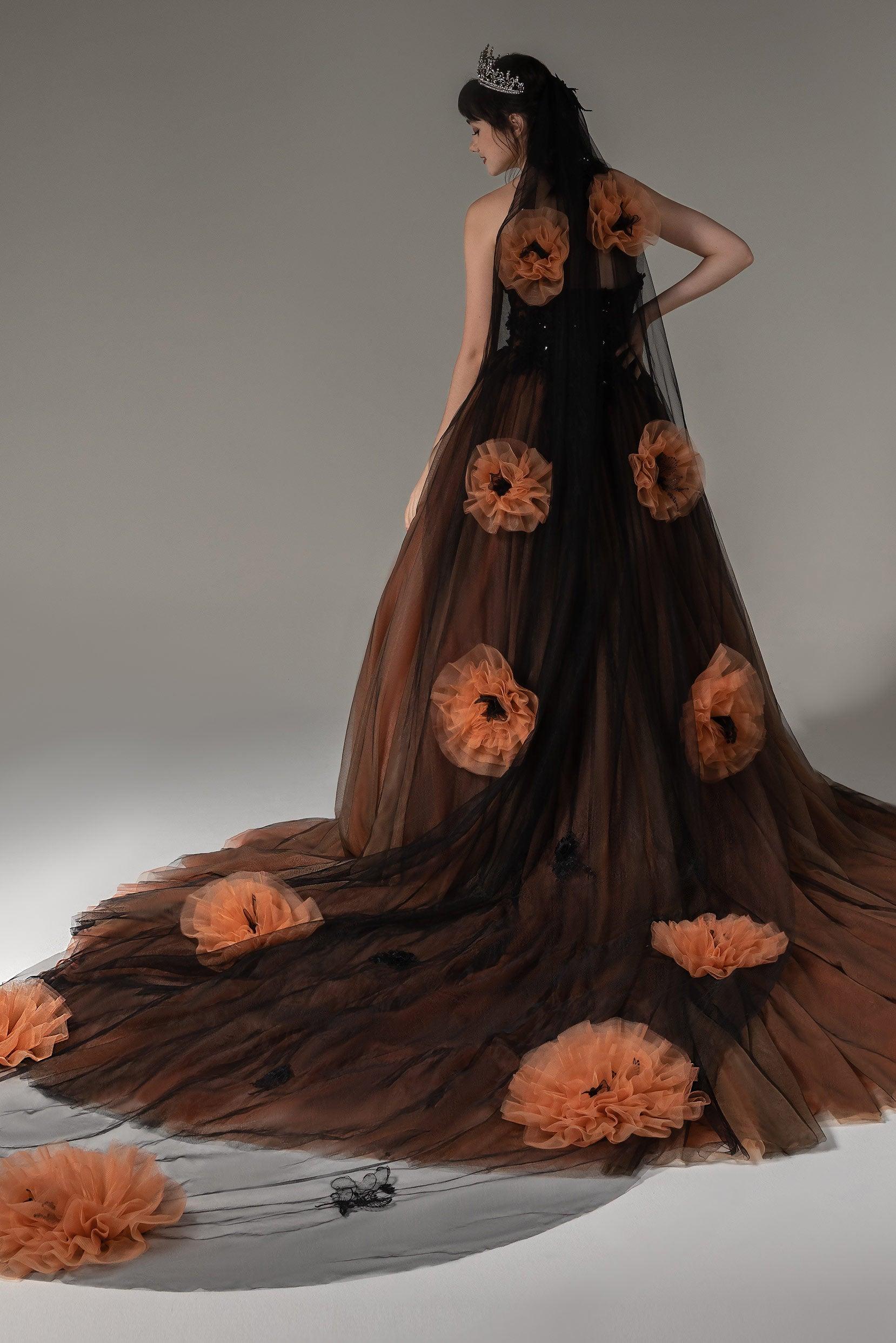 One-tier Cut Edge Tulle Chapel Veils with Appliques Beading CV0275