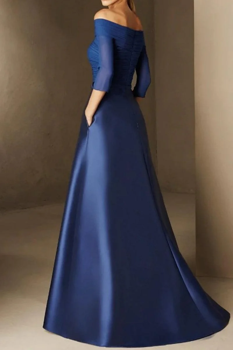 A Line Off The Shoulder Short Sleeves Applique Mother Dresses CM0339