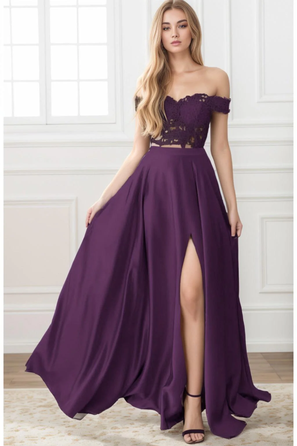 A-Line Sweep-Brush Train Elastic Satin Prom Dress CS0414