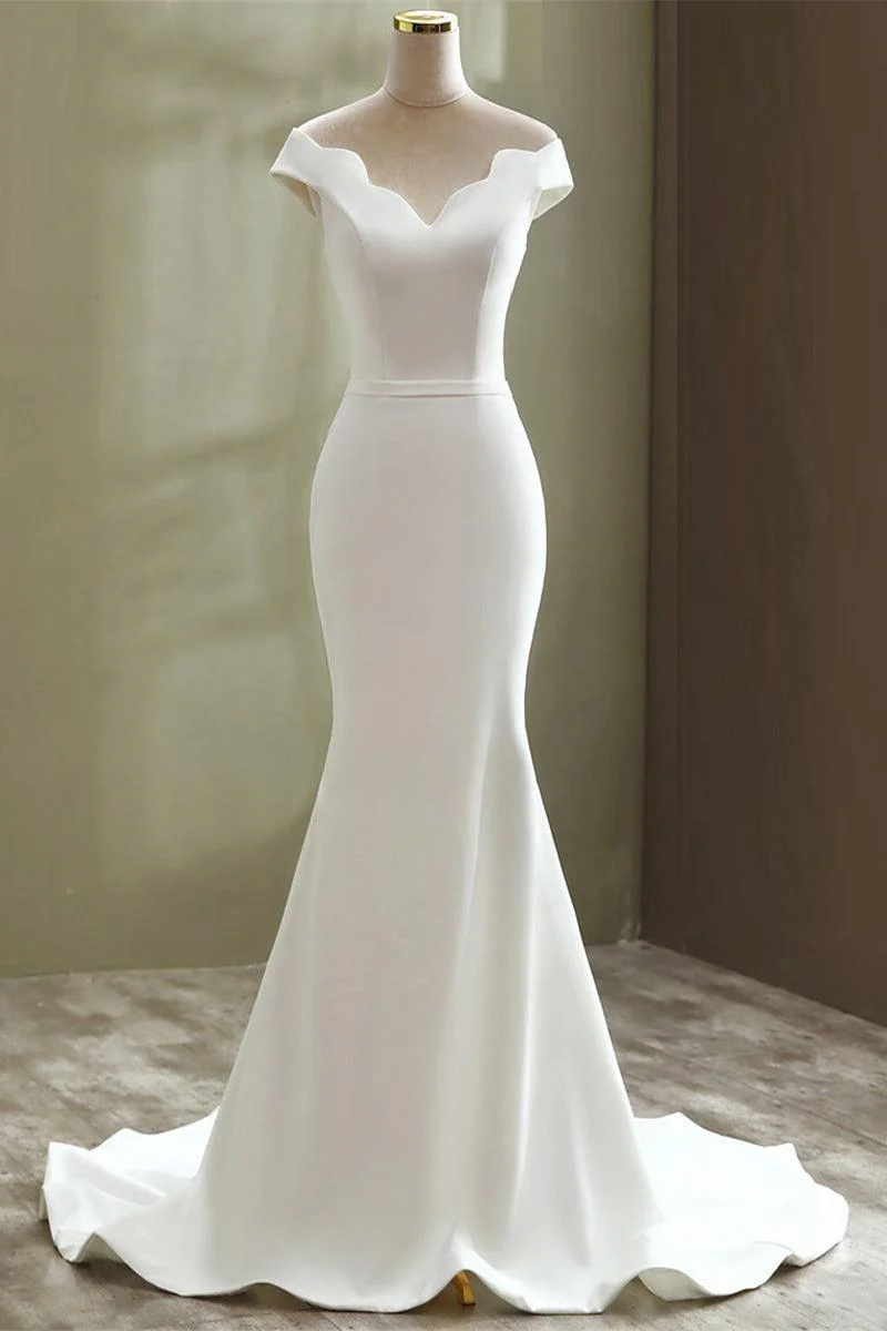 Trumpet-Mermaid Sweep-Brush Train Satin Wedding Dress 668249752543