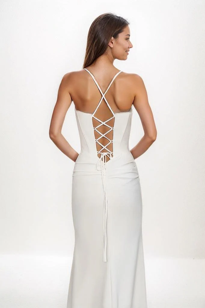 Sparkle V-Neck Jersey Prom Dresses With High Split CS0786