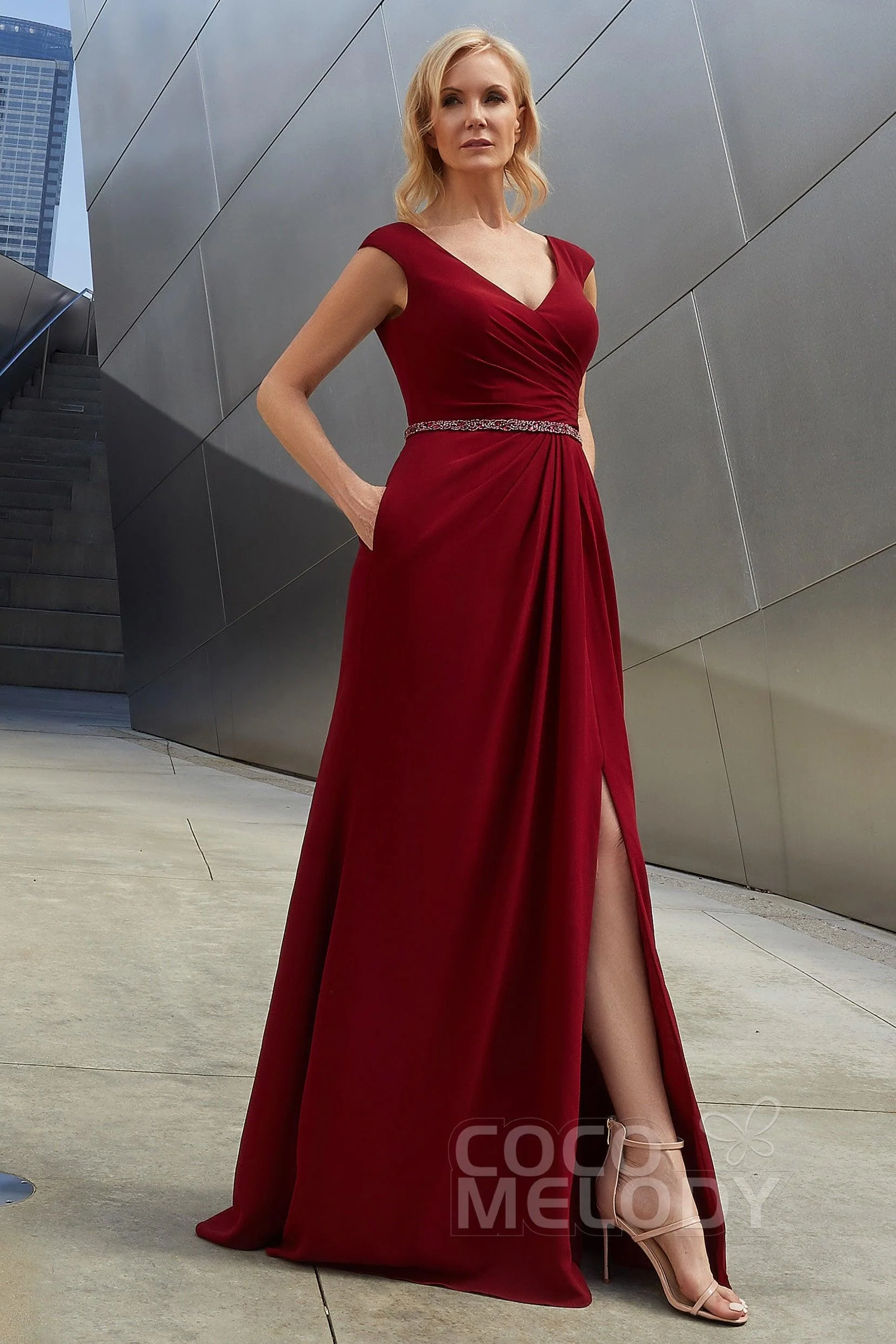 Sheath-Column Floor Length Chiffon Dress PR3606CR