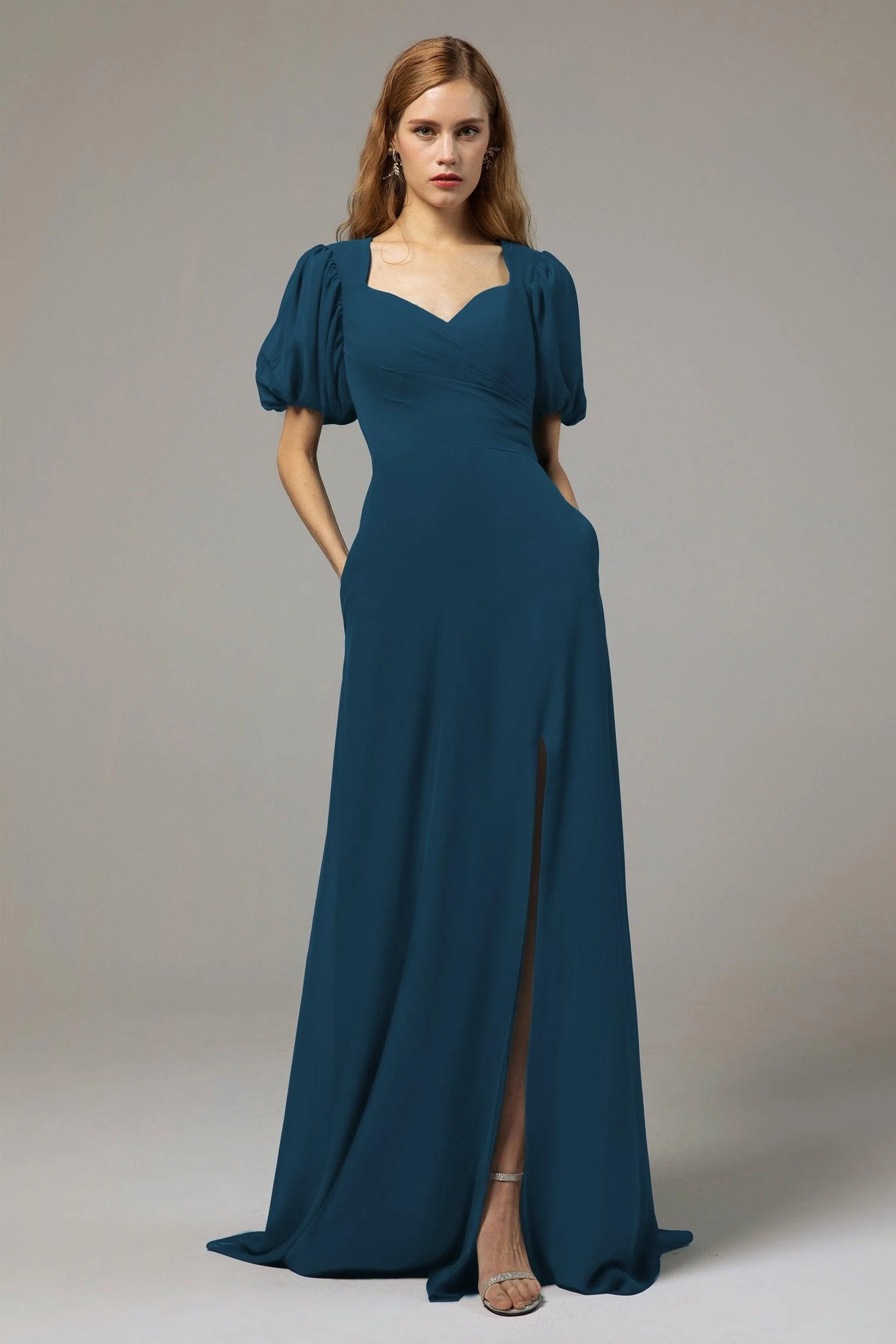 A-Line Floor Length Chiffon Bridesmaid Dress Formal Dresses CB0415