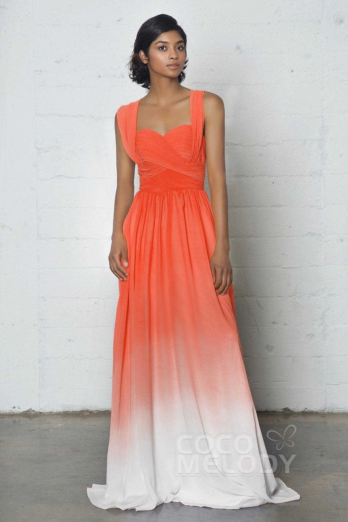 Sheath-Column Floor Length Chiffon Ombre Dress COZF17011