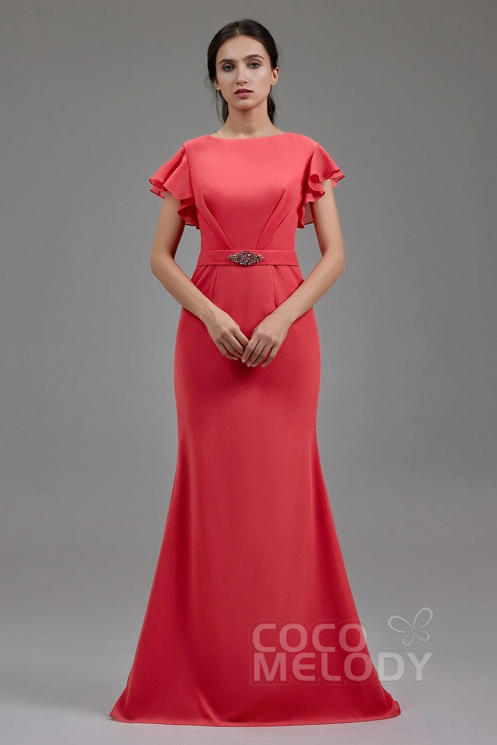 Trumpet-Mermaid Floor Length Chiffon Dress PR3609CR
