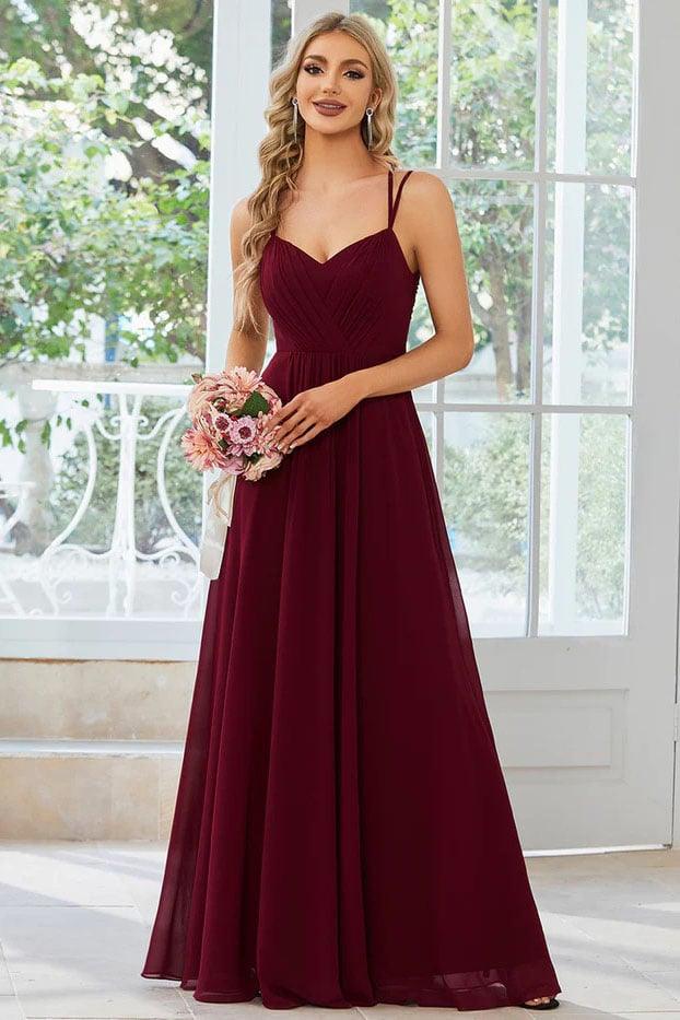 A-Line Floor Length Chiffon Bridesmaid Dress CB0688