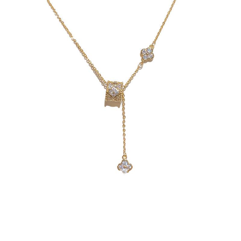 Small waist four-leaf flower fringe necklace 721791807073