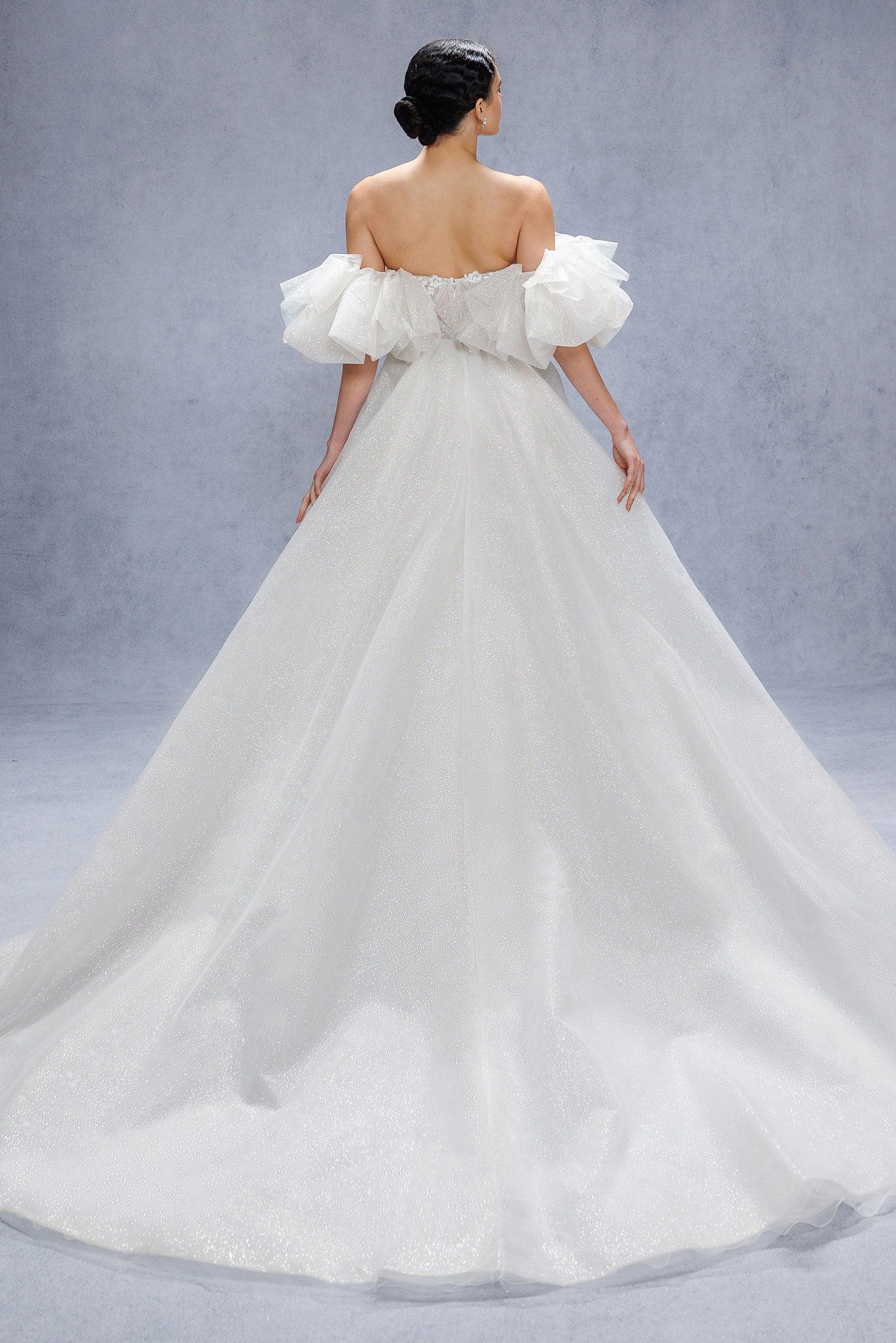 A-Line Court Train Glitter Wedding Dress CW3342