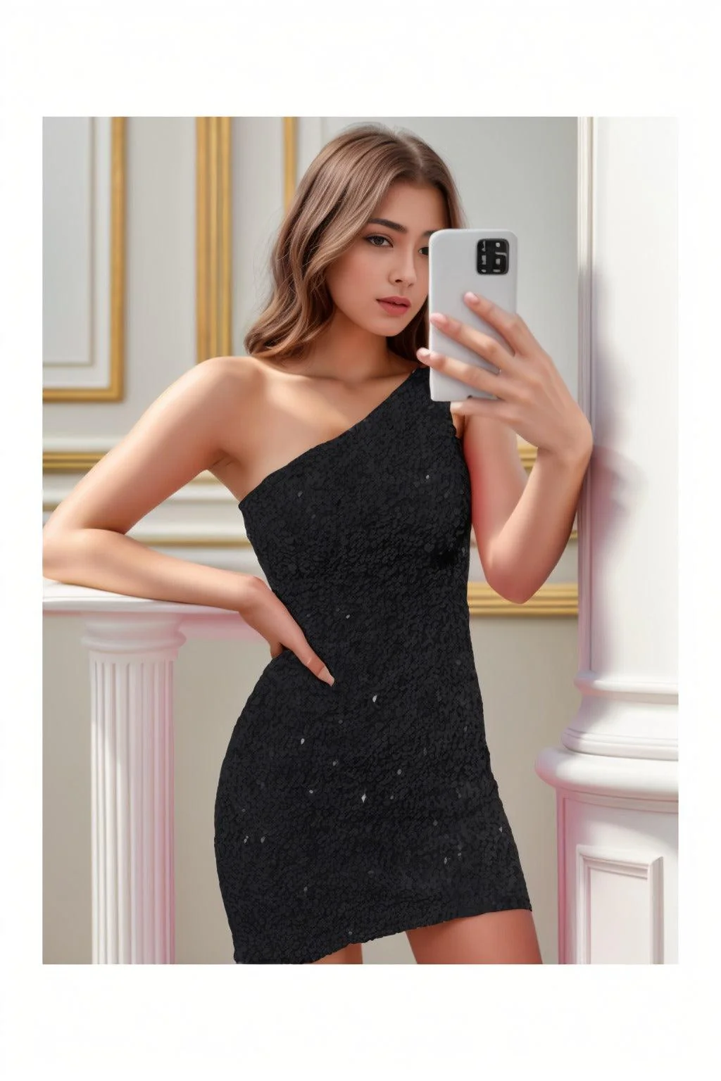 Sheath-Column Short-Mini Sequined Homecoming Dresses CS0530
